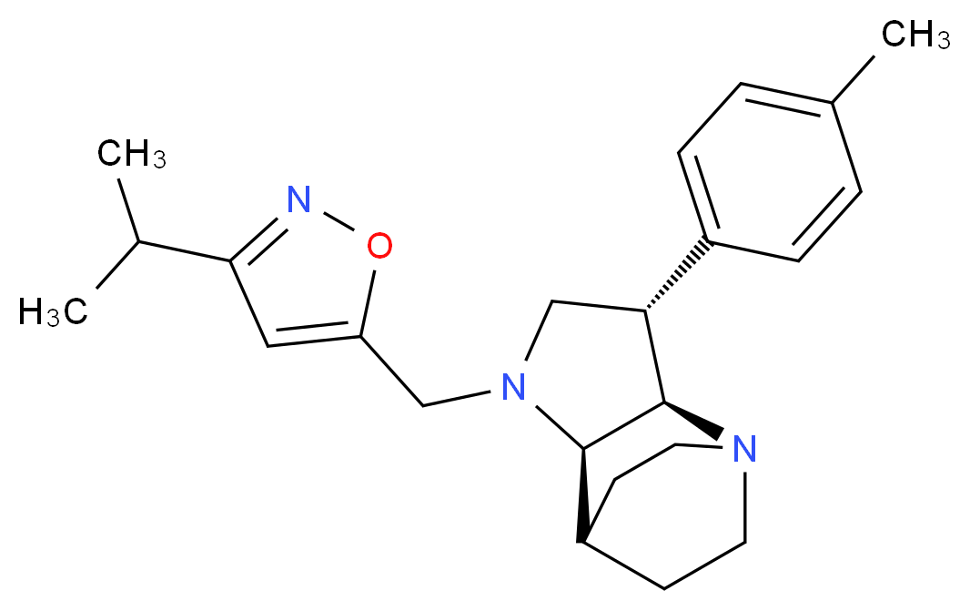 (2R*,3S*,6R*)-5-[(3-isopropyl-5-isoxazolyl)methyl]-3-(4-methylphenyl)-1,5-diazatricyclo[5.2.2.0~2,6~]undecane_分子结构_CAS_)