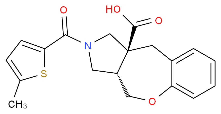 (3aS*,10aS*)-2-[(5-methyl-2-thienyl)carbonyl]-2,3,3a,4-tetrahydro-1H-[1]benzoxepino[3,4-c]pyrrole-10a(10H)-carboxylic acid_分子结构_CAS_)