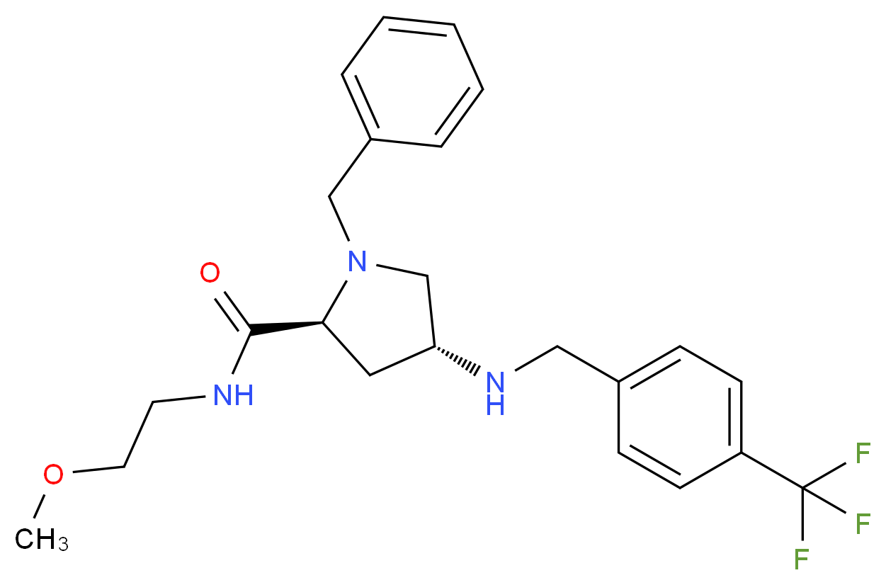 (4R)-1-benzyl-N-(2-methoxyethyl)-4-{[4-(trifluoromethyl)benzyl]amino}-L-prolinamide_分子结构_CAS_)