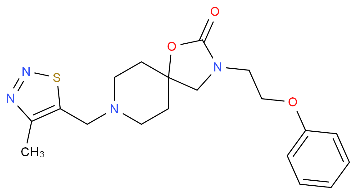8-[(4-methyl-1,2,3-thiadiazol-5-yl)methyl]-3-(2-phenoxyethyl)-1-oxa-3,8-diazaspiro[4.5]decan-2-one_分子结构_CAS_)