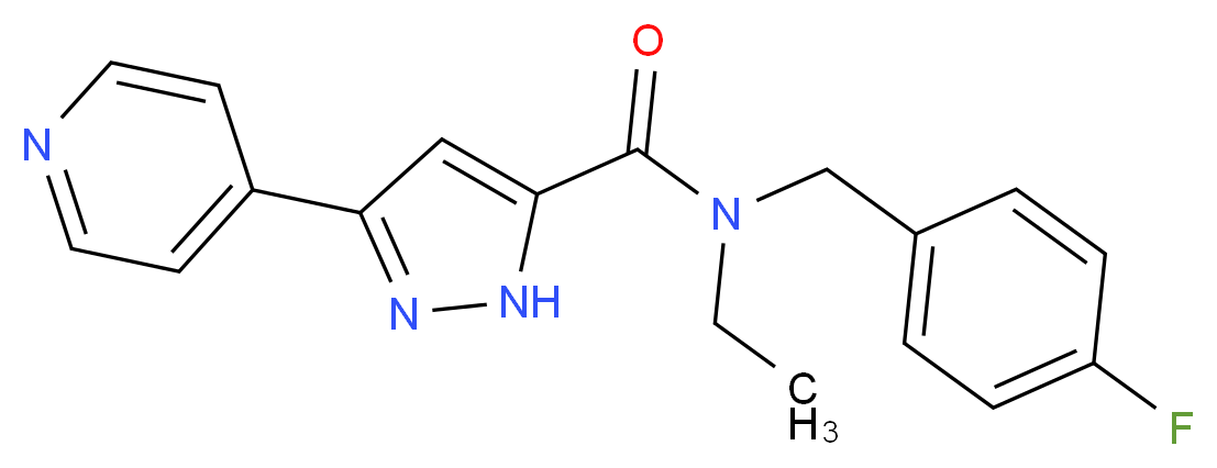 N-ethyl-N-(4-fluorobenzyl)-3-pyridin-4-yl-1H-pyrazole-5-carboxamide_分子结构_CAS_)