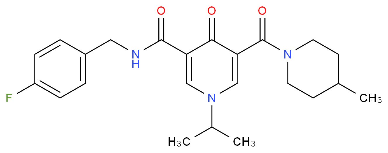 N-(4-fluorobenzyl)-1-isopropyl-5-[(4-methyl-1-piperidinyl)carbonyl]-4-oxo-1,4-dihydro-3-pyridinecarboxamide_分子结构_CAS_)
