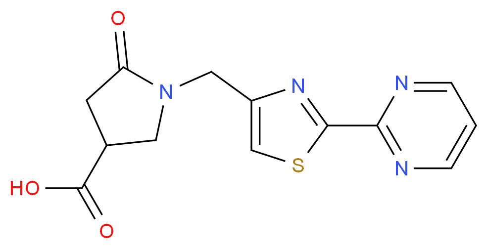 5-oxo-1-[(2-pyrimidin-2-yl-1,3-thiazol-4-yl)methyl]pyrrolidine-3-carboxylic acid_分子结构_CAS_)