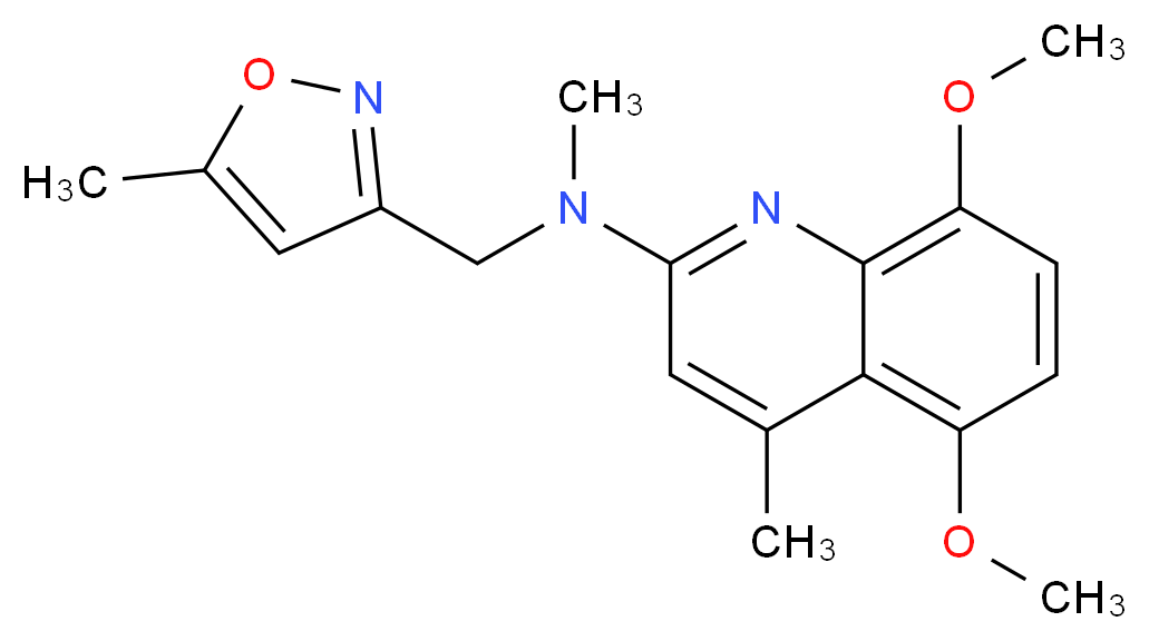5,8-dimethoxy-N,4-dimethyl-N-[(5-methylisoxazol-3-yl)methyl]quinolin-2-amine_分子结构_CAS_)
