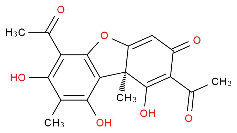 (2R)-4,10-diacetyl-3,11,13-trihydroxy-2,12-dimethyl-8-oxatricyclo[7.4.0.0<sup>2</sup>,<sup>7</sup>]trideca-1(13),3,6,9,11-pentaen-5-one_分子结构_CAS_7562-61-0