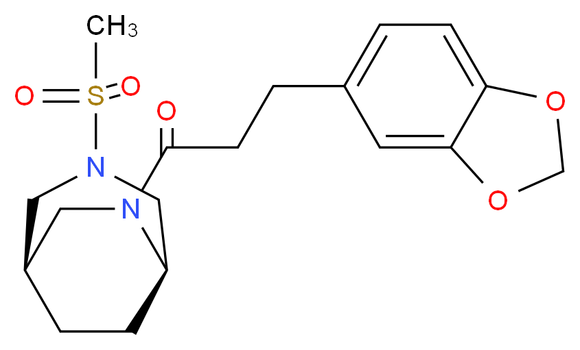 (1R*,5R*)-6-[3-(1,3-benzodioxol-5-yl)propanoyl]-3-(methylsulfonyl)-3,6-diazabicyclo[3.2.2]nonane_分子结构_CAS_)
