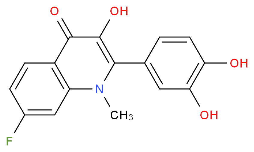 2-(3,4-dihydroxyphenyl)-7-fluoro-3-hydroxy-1-methyl-1,4-dihydroquinolin-4-one_分子结构_CAS_1313739-02-4