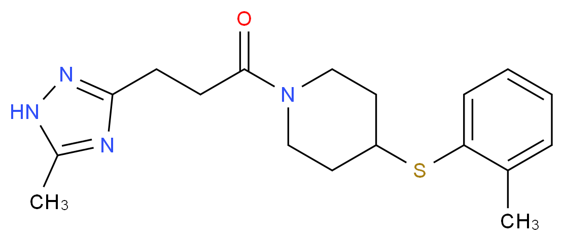 4-[(2-methylphenyl)thio]-1-[3-(5-methyl-1H-1,2,4-triazol-3-yl)propanoyl]piperidine_分子结构_CAS_)