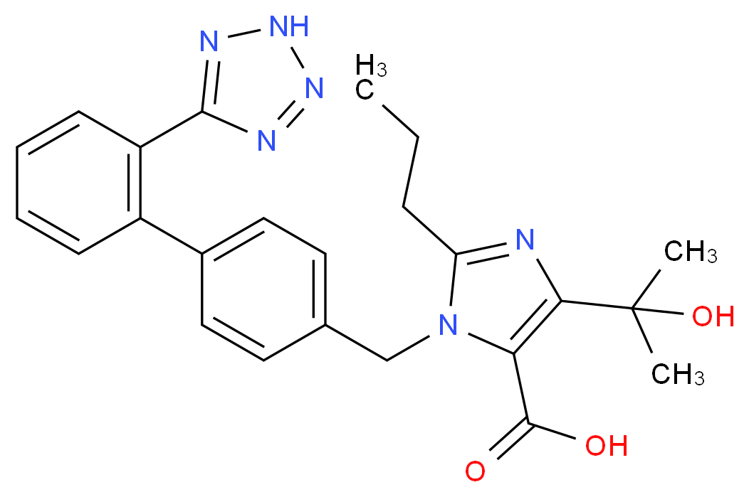 4-(2-hydroxypropan-2-yl)-2-propyl-1-({4-[2-(2H-1,2,3,4-tetrazol-5-yl)phenyl]phenyl}methyl)-1H-imidazole-5-carboxylic acid_分子结构_CAS_144689-24-7