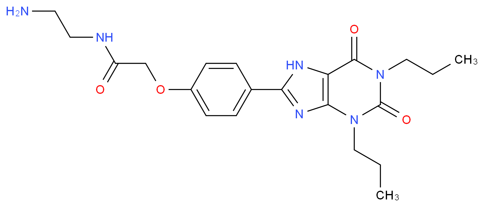 N-(2-aminoethyl)-2-[4-(2,6-dioxo-1,3-dipropyl-2,3,6,7-tetrahydro-1H-purin-8-yl)phenoxy]acetamide_分子结构_CAS_96865-92-8