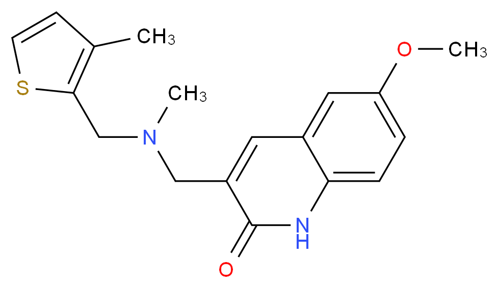 6-methoxy-3-({methyl[(3-methyl-2-thienyl)methyl]amino}methyl)quinolin-2(1H)-one_分子结构_CAS_)