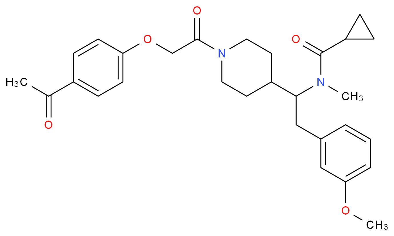 N-[1-{1-[(4-acetylphenoxy)acetyl]-4-piperidinyl}-2-(3-methoxyphenyl)ethyl]-N-methylcyclopropanecarboxamide_分子结构_CAS_)