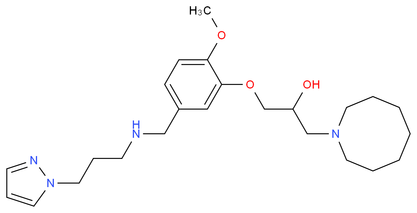 1-(1-azocanyl)-3-[2-methoxy-5-({[3-(1H-pyrazol-1-yl)propyl]amino}methyl)phenoxy]-2-propanol_分子结构_CAS_)