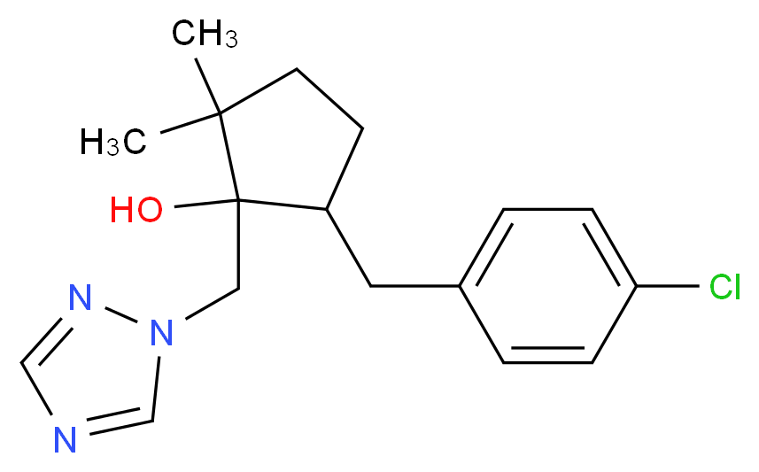 5-((4-chlorophenyl)methyl)-2,2-dimethyl-1-(1h-1,2,4-triazol-1-ylmethyl)cyclopentanol_分子结构_CAS_125116-23-6)