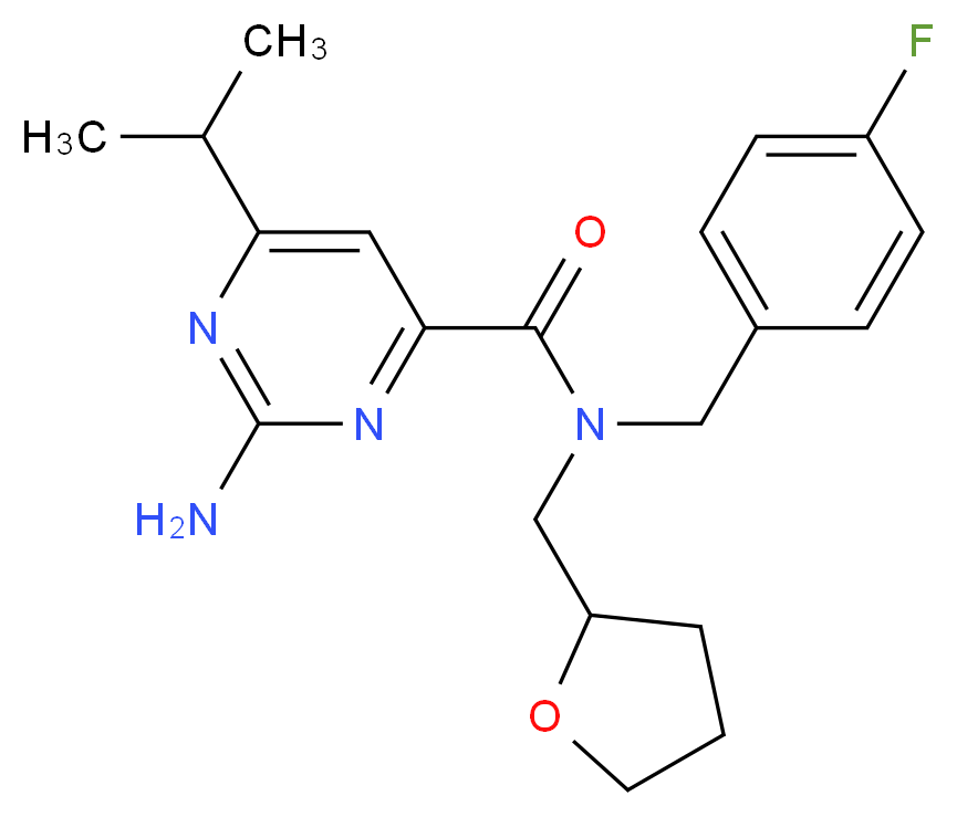 2-amino-N-(4-fluorobenzyl)-6-isopropyl-N-(tetrahydrofuran-2-ylmethyl)pyrimidine-4-carboxamide_分子结构_CAS_)