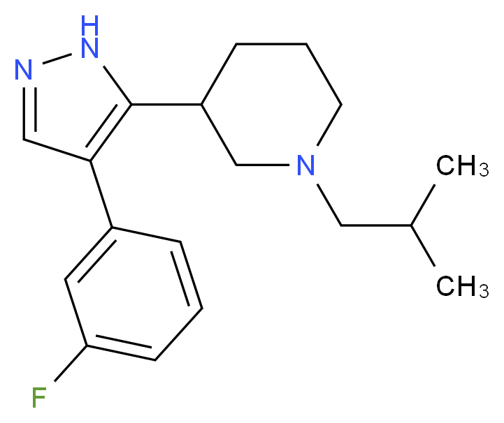 3-[4-(3-fluorophenyl)-1H-pyrazol-5-yl]-1-isobutylpiperidine_分子结构_CAS_)