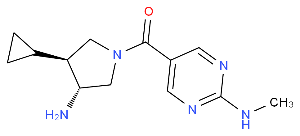 5-{[(3R*,4S*)-3-amino-4-cyclopropylpyrrolidin-1-yl]carbonyl}-N-methylpyrimidin-2-amine_分子结构_CAS_)
