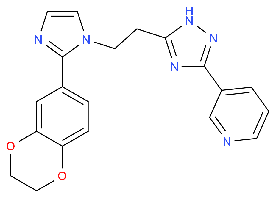 3-(5-{2-[2-(2,3-dihydro-1,4-benzodioxin-6-yl)-1H-imidazol-1-yl]ethyl}-1H-1,2,4-triazol-3-yl)pyridine_分子结构_CAS_)