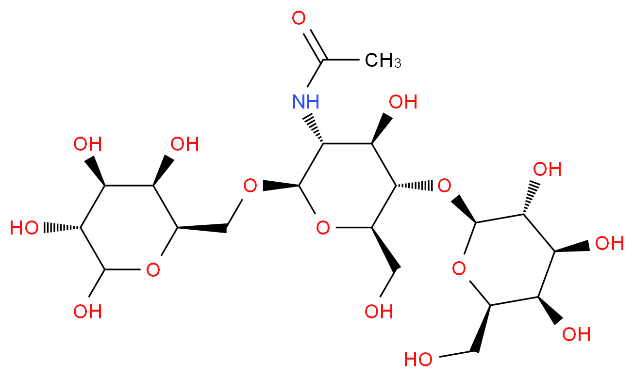 N-[(2R,3R,4R,5S,6R)-4-hydroxy-6-(hydroxymethyl)-2-{[(2R,3R,4S,5R)-3,4,5,6-tetrahydroxyoxan-2-yl]methoxy}-5-{[(2S,3R,4S,5R,6R)-3,4,5-trihydroxy-6-(hydroxymethyl)oxan-2-yl]oxy}oxan-3-yl]acetamide_分子结构_CAS_20331-45-7