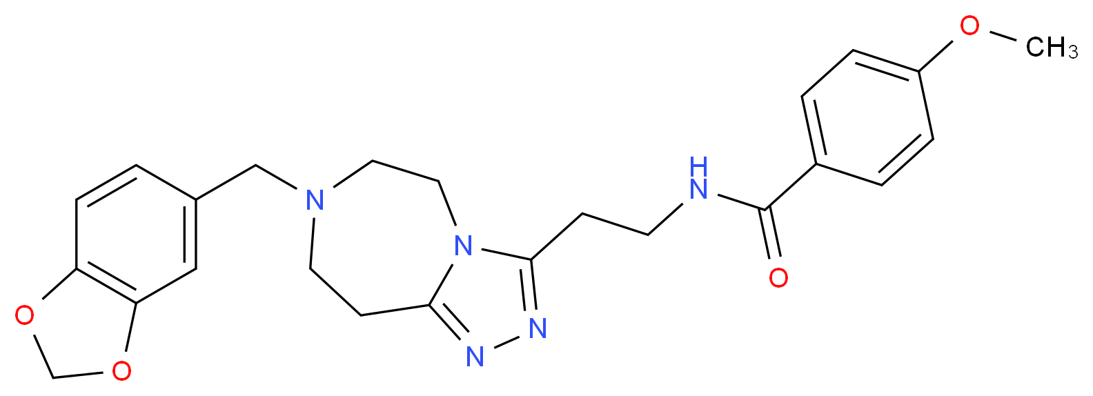 N-{2-[7-(1,3-benzodioxol-5-ylmethyl)-6,7,8,9-tetrahydro-5H-[1,2,4]triazolo[4,3-d][1,4]diazepin-3-yl]ethyl}-4-methoxybenzamide_分子结构_CAS_)
