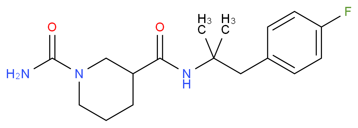 N~3~-[2-(4-fluorophenyl)-1,1-dimethylethyl]piperidine-1,3-dicarboxamide_分子结构_CAS_)