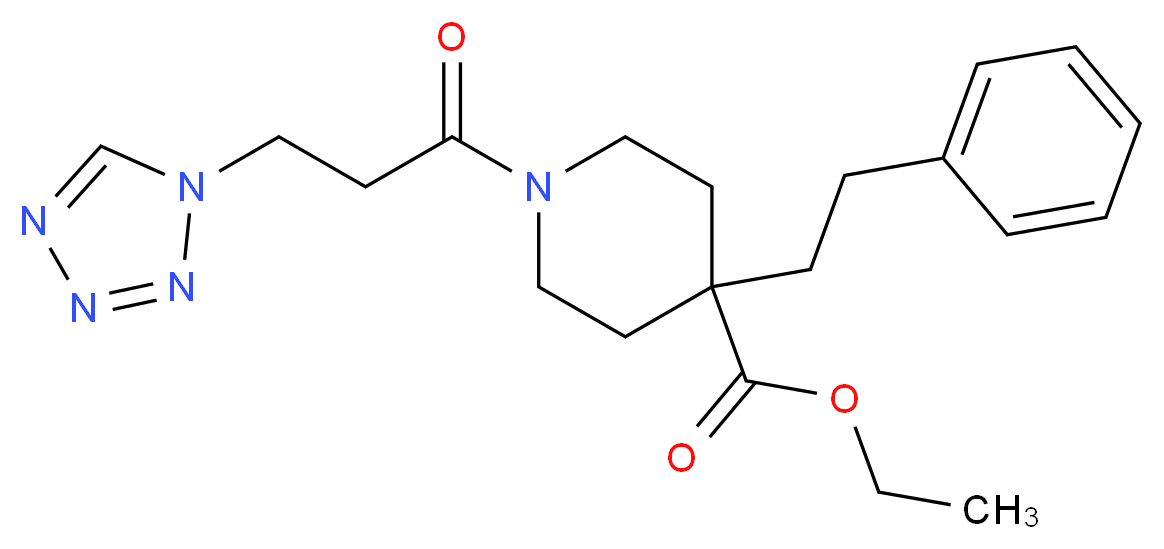 ethyl 4-(2-phenylethyl)-1-[3-(1H-tetrazol-1-yl)propanoyl]-4-piperidinecarboxylate_分子结构_CAS_)