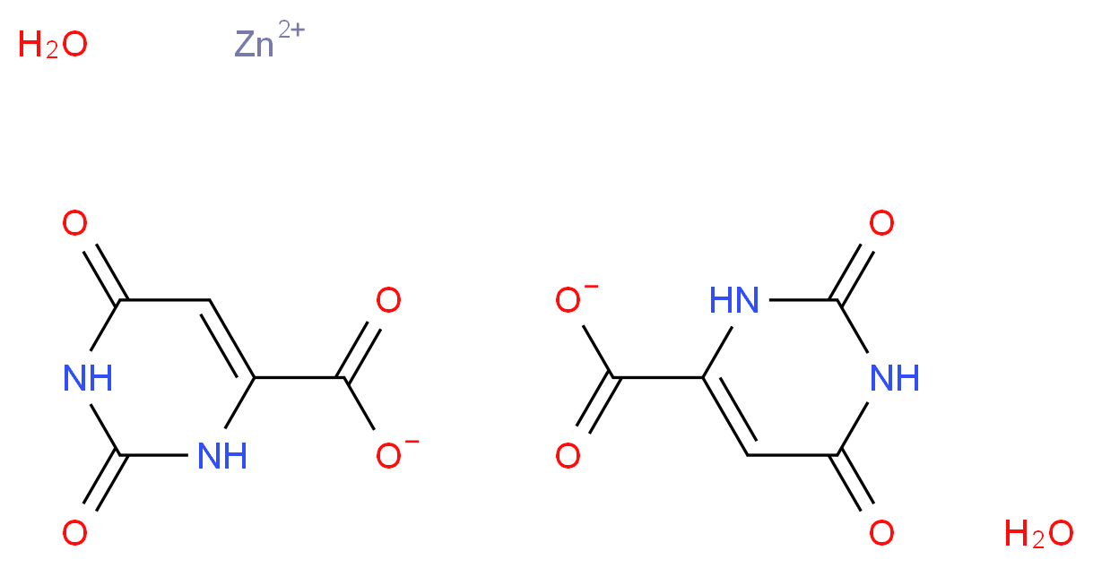 zinc(2+) ion bis(2,6-dioxo-1,2,3,6-tetrahydropyrimidine-4-carboxylate) dihydrate_分子结构_CAS_68399-76-8