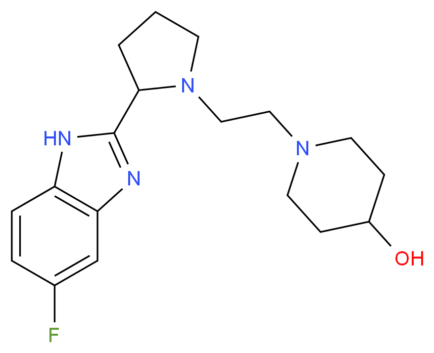 1-{2-[2-(5-fluoro-1H-benzimidazol-2-yl)-1-pyrrolidinyl]ethyl}-4-piperidinol_分子结构_CAS_)