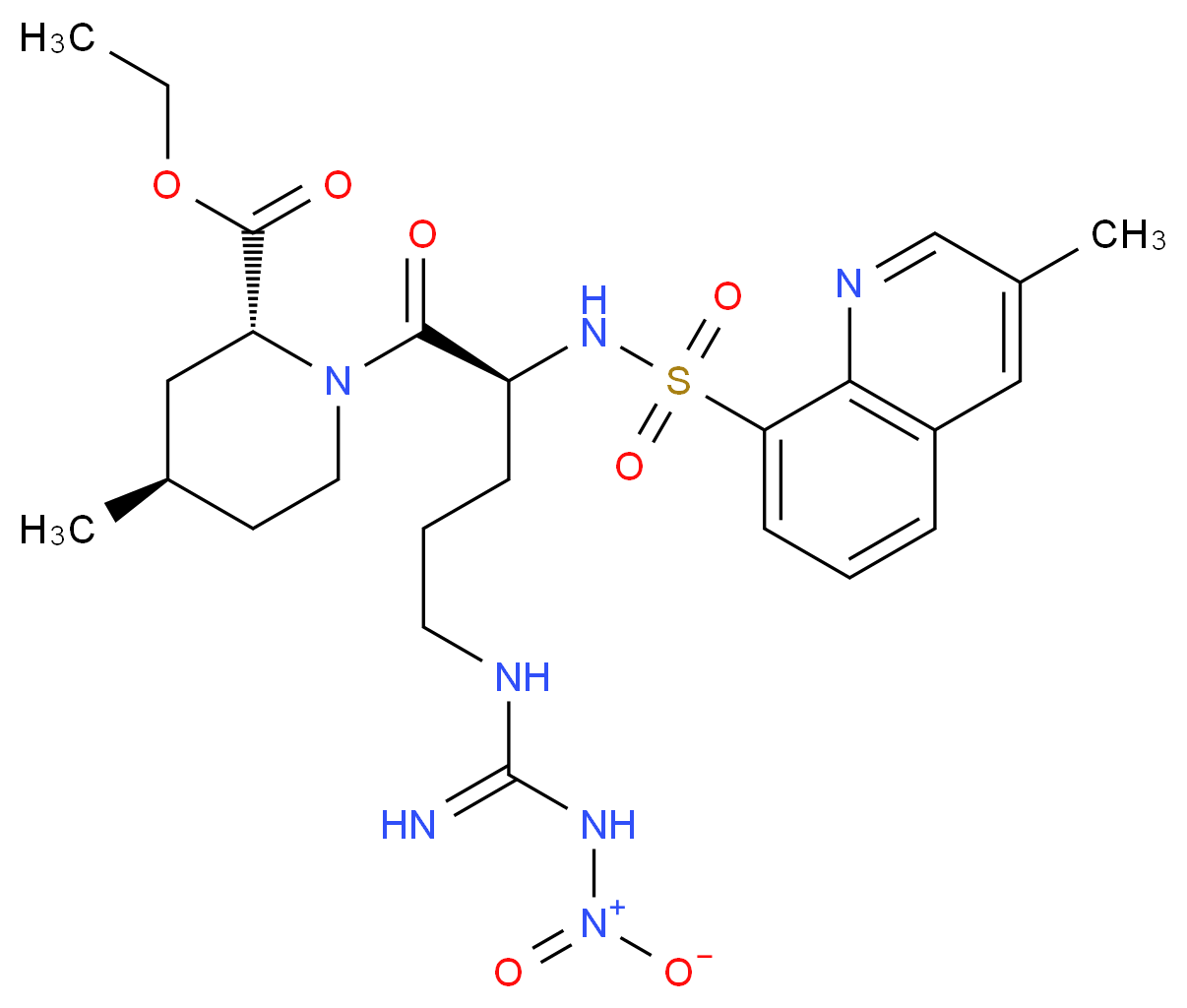 N-Nitro-1,2,3,4-tetradehydro Argatroban Ethyl Ester_分子结构_CAS_74874-09-2)