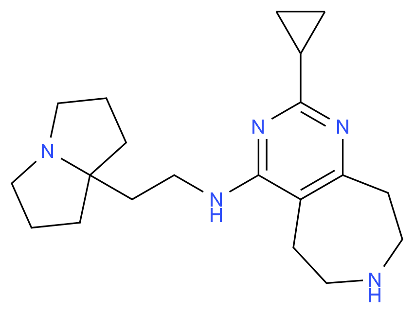 2-cyclopropyl-N-[2-(tetrahydro-1H-pyrrolizin-7a(5H)-yl)ethyl]-6,7,8,9-tetrahydro-5H-pyrimido[4,5-d]azepin-4-amine_分子结构_CAS_)