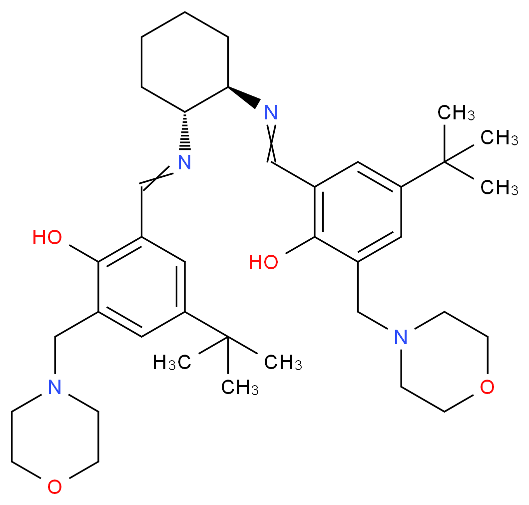 2,2′-[(1R,2R)-(-)-1,2-环己二基双((E)-(次氮基次甲基))]双[4-(叔丁基)-6-(4-吗啉基甲基)苯酚]_分子结构_CAS_323193-85-7)