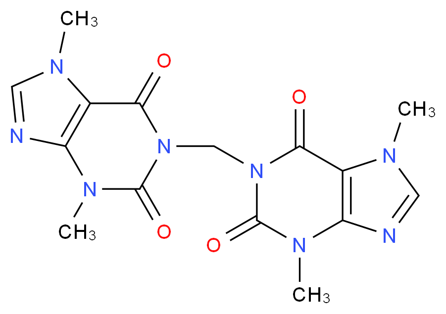 1-[(3,7-dimethyl-2,6-dioxo-2,3,6,7-tetrahydro-1H-purin-1-yl)methyl]-3,7-dimethyl-2,3,6,7-tetrahydro-1H-purine-2,6-dione_分子结构_CAS_77196-87-3