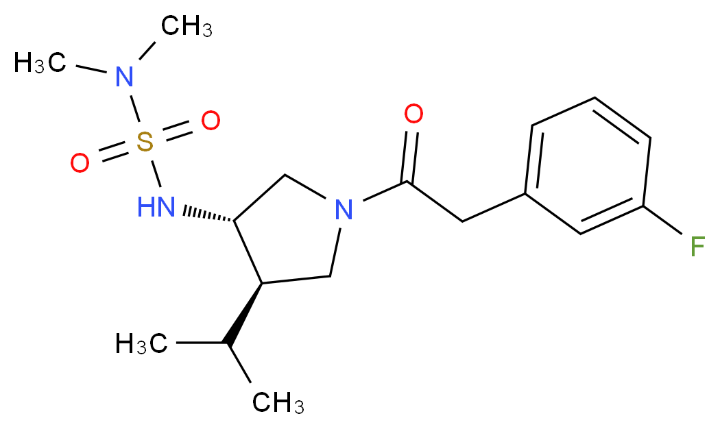 N'-{(3S*,4R*)-1-[(3-fluorophenyl)acetyl]-4-isopropylpyrrolidin-3-yl}-N,N-dimethylsulfamide_分子结构_CAS_)