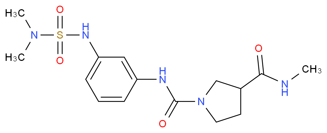 N~1~-(3-{[(dimethylamino)sulfonyl]amino}phenyl)-N~3~-methylpyrrolidine-1,3-dicarboxamide_分子结构_CAS_)