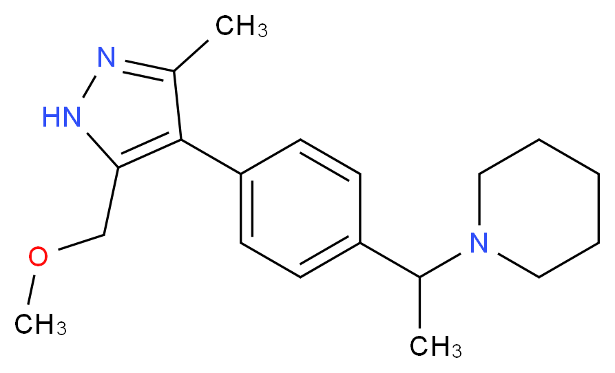 1-(1-{4-[5-(methoxymethyl)-3-methyl-1H-pyrazol-4-yl]phenyl}ethyl)piperidine_分子结构_CAS_)