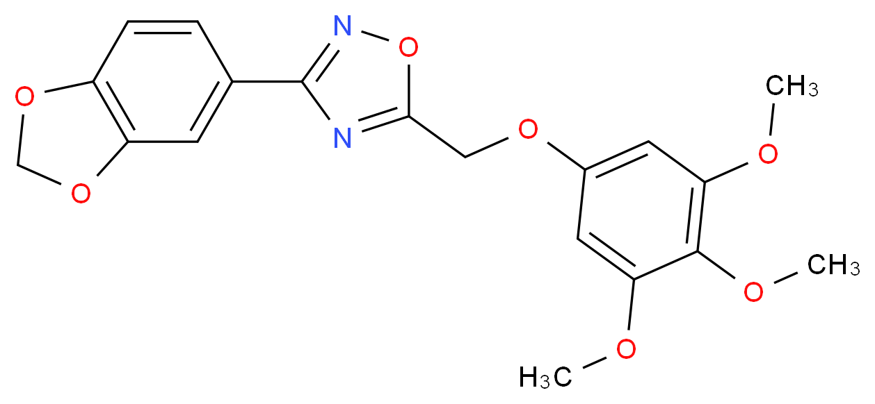 3-(1,3-benzodioxol-5-yl)-5-[(3,4,5-trimethoxyphenoxy)methyl]-1,2,4-oxadiazole_分子结构_CAS_)
