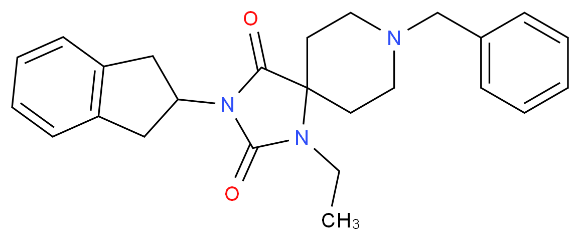 8-benzyl-3-(2,3-dihydro-1H-inden-2-yl)-1-ethyl-1,3,8-triazaspiro[4.5]decane-2,4-dione_分子结构_CAS_)