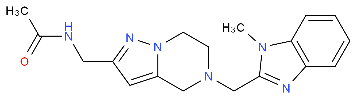 N-({5-[(1-methyl-1H-benzimidazol-2-yl)methyl]-4,5,6,7-tetrahydropyrazolo[1,5-a]pyrazin-2-yl}methyl)acetamide_分子结构_CAS_)
