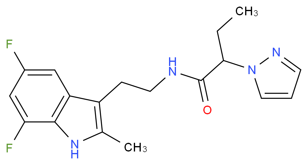 N-[2-(5,7-difluoro-2-methyl-1H-indol-3-yl)ethyl]-2-(1H-pyrazol-1-yl)butanamide_分子结构_CAS_)