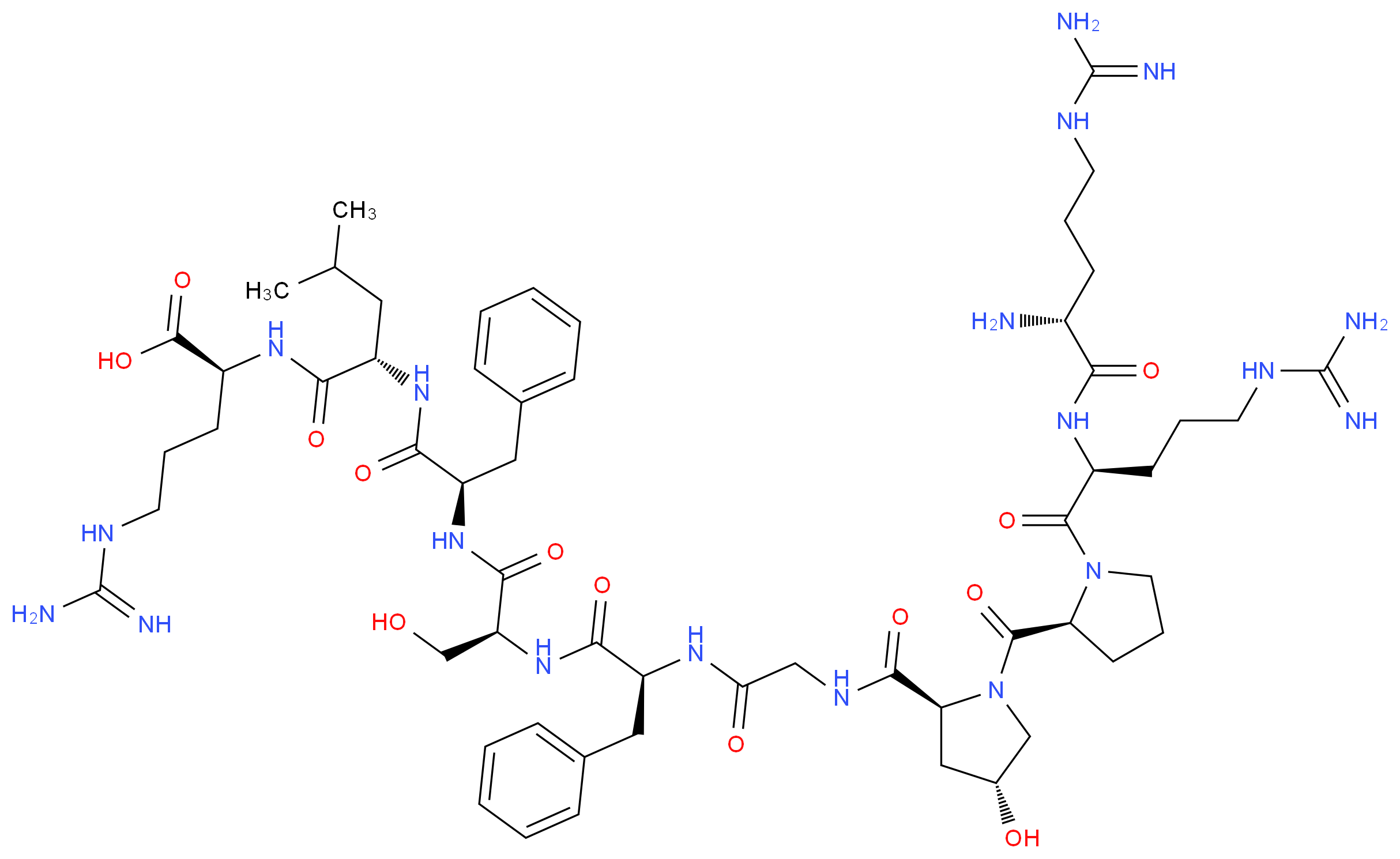 (2S)-2-[(2S)-2-[(2R)-2-[(2S)-2-[(2S)-2-(2-{[(2S,4R)-1-[(2S)-1-[(2S)-2-[(2R)-2-amino-5-carbamimidamidopentanamido]-5-carbamimidamidopentanoyl]pyrrolidine-2-carbonyl]-4-hydroxypyrrolidin-2-yl]formamido}acetamido)-3-phenylpropanamido]-3-hydroxypropanamido]-3-phenylpropanamido]-4-methylpentanamido]-5-carbamimidamidopentanoic acid_分子结构_CAS_135701-67-6