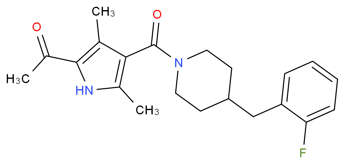 1-(4-{[4-(2-fluorobenzyl)-1-piperidinyl]carbonyl}-3,5-dimethyl-1H-pyrrol-2-yl)ethanone_分子结构_CAS_)