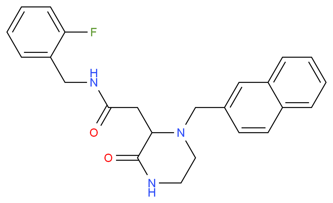N-(2-fluorobenzyl)-2-[1-(2-naphthylmethyl)-3-oxo-2-piperazinyl]acetamide_分子结构_CAS_)