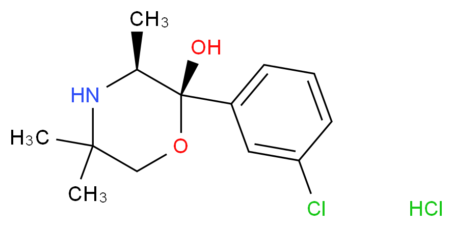 (2S,3S)-2-(3-chlorophenyl)-3,5,5-trimethylmorpholin-2-ol hydrochloride_分子结构_CAS_106083-71-0