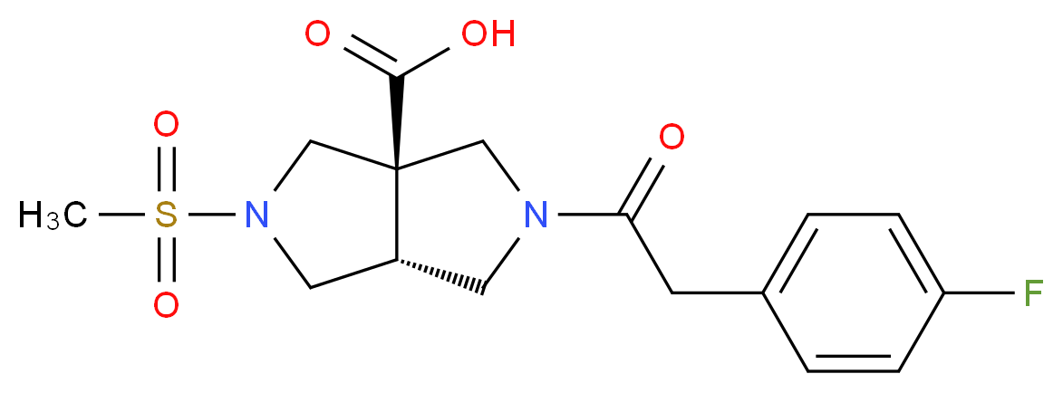 (3aR*,6aR*)-2-[(4-fluorophenyl)acetyl]-5-(methylsulfonyl)hexahydropyrrolo[3,4-c]pyrrole-3a(1H)-carboxylic acid_分子结构_CAS_)