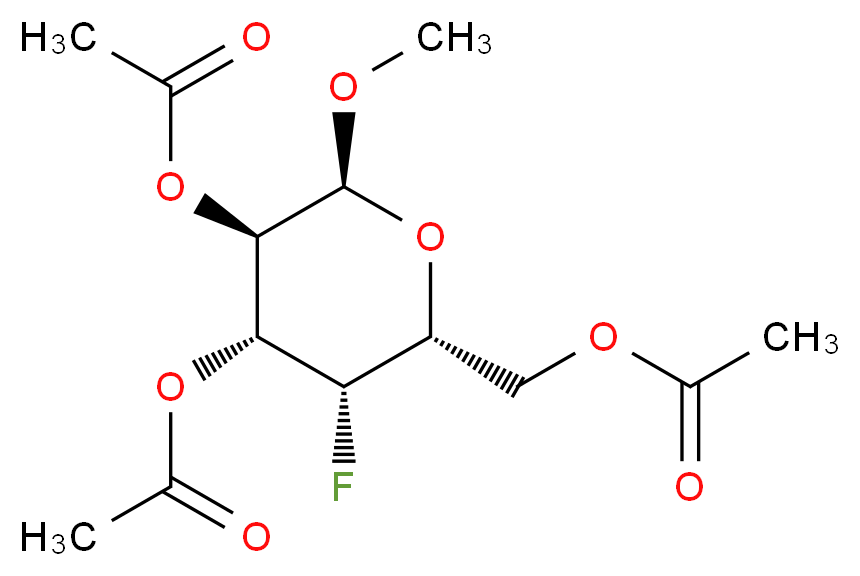 Methyl 2,3,6-Tri-O-acetyl-4-deoxy-4-fluoro-α-D-galactopyranoside_分子结构_CAS_32934-08-0)