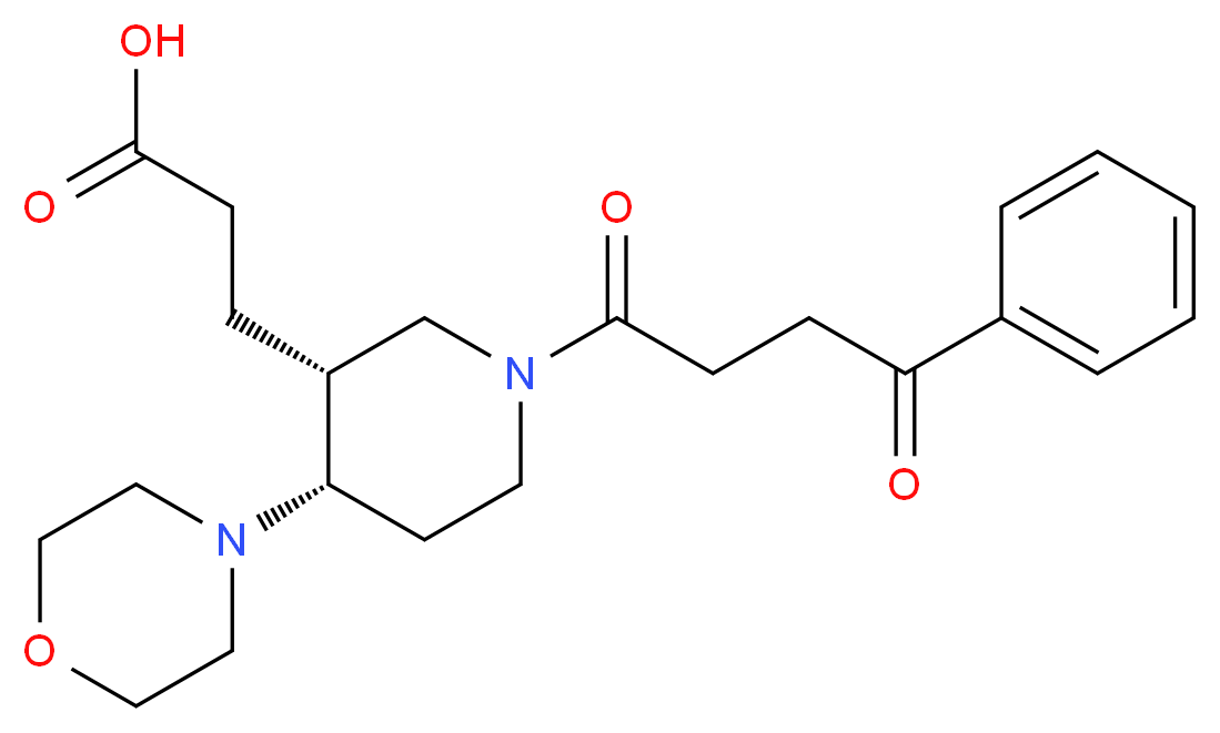 3-[(3R*,4S*)-4-morpholin-4-yl-1-(4-oxo-4-phenylbutanoyl)piperidin-3-yl]propanoic acid_分子结构_CAS_)