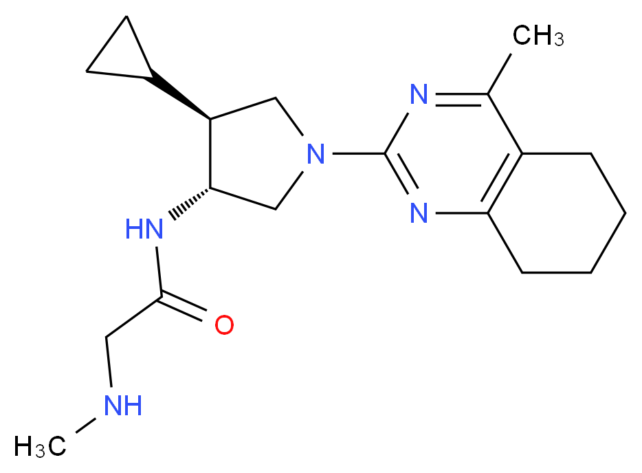 N~1~-[(3R*,4S*)-4-cyclopropyl-1-(4-methyl-5,6,7,8-tetrahydro-2-quinazolinyl)-3-pyrrolidinyl]-N~2~-methylglycinamide_分子结构_CAS_)