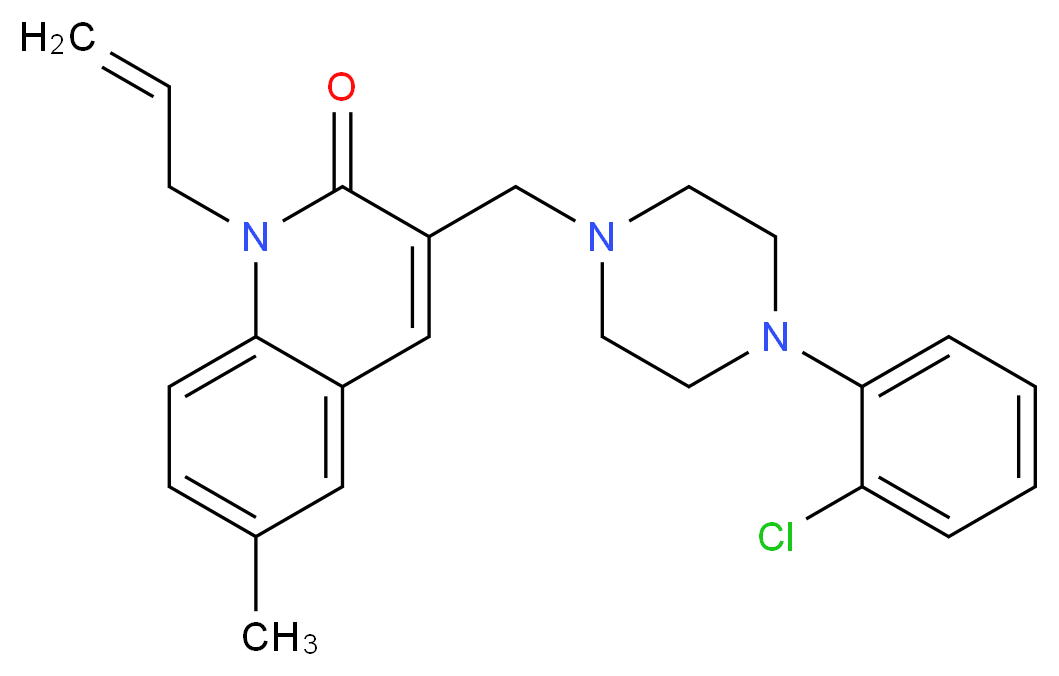 1-allyl-3-{[4-(2-chlorophenyl)-1-piperazinyl]methyl}-6-methyl-2(1H)-quinolinone_分子结构_CAS_)