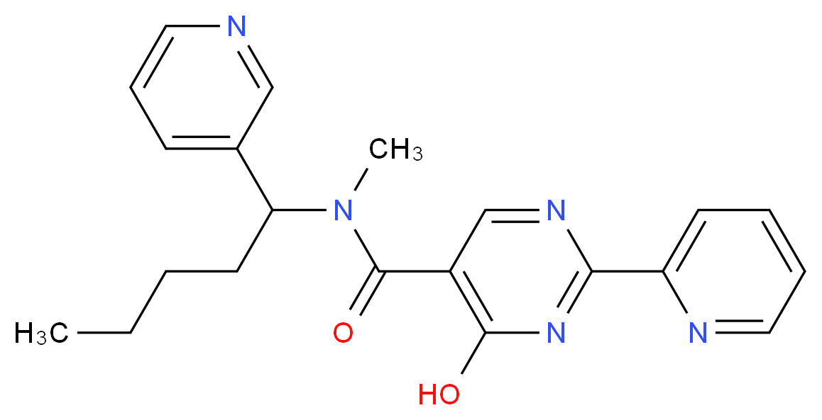 4-hydroxy-N-methyl-2-pyridin-2-yl-N-(1-pyridin-3-ylpentyl)pyrimidine-5-carboxamide_分子结构_CAS_)