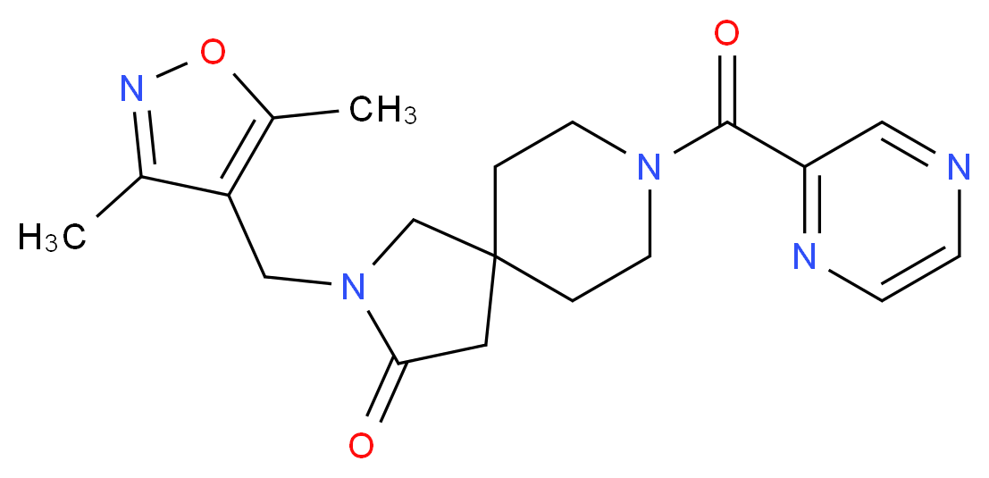 2-[(3,5-dimethyl-4-isoxazolyl)methyl]-8-(2-pyrazinylcarbonyl)-2,8-diazaspiro[4.5]decan-3-one_分子结构_CAS_)